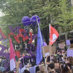 Viele Menschen bei einer Demonstration für Frauenrechte (Frauenstreik in Zürich)